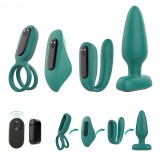 Set Jucarii Sexuale ambrasmart pentru Cupluri, Multifunctionale din Silicon si ABS, Verde, Vibrator