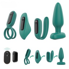 Set Jucarii Sexuale ambrasmart pentru Cupluri, Multifunctionale din Silicon si ABS, Verde, Vibrator
