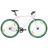 VidaXL Bicicletă cu angrenaj fix, alb și verde, 700c, 51 cm