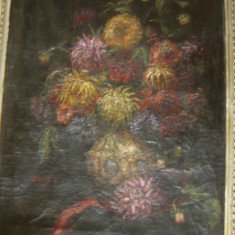 Tablou ulei pe panza 1931 - Flori in vaza - semnat Langos L. , dim.83x68cm