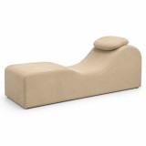 Șezlong Tip Chaise Longue cu Spătar Curbat, Bej