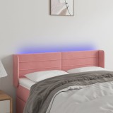 VidaXL Tăblie de pat cu LED, roz, 147x16x78/88 cm, catifea