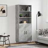 vidaXL Dulap &icirc;nalt, gri beton, 69,5x34x180, lemn compozit