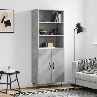 vidaXL Dulap &amp;icirc;nalt, gri beton, 69,5x34x180, lemn compozit foto
