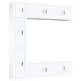 Set dulap TV, 7 piese, alb, lemn prelucrat