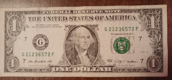 B11 - Bancnota foarte veche - America USA - 1 dolar - 2009