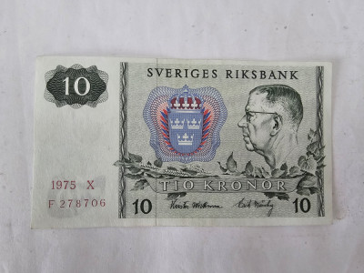 Suedia 10 Kronor 1975 Noua foto