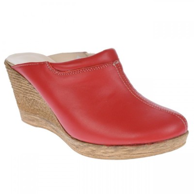 Oferta marimea 39, 40 - Saboti dama rosii din piele naturala, platforme de 7 cm - LTEA19ROSU foto