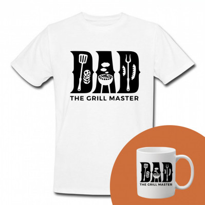 &amp;quot;Dad the grill master&amp;quot; Set Personalizat &amp;ndash; Tricou + Cană Alb XL foto