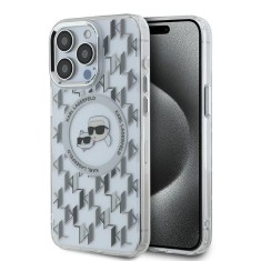 Husa iPhone 15 Pro Karl Lagerfeld IML MagSafe, Monogram Karl&amp;amp;Choupette Head, clear, KLHMP15LHMCKMHT foto