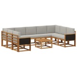 vidaXL Set de canapele de exterior 10 pcs Natural și gri deschis 3385542
