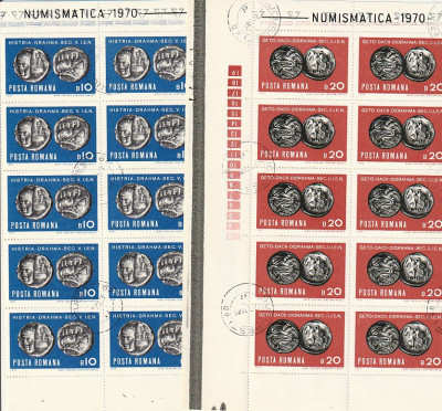 NUMISMATICA ( LP 728 ) 1970 OBLITERATA BLOC DE 10 foto