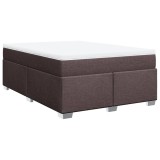 Cumpara ieftin Pat continental cu saltea, maro inchis, 140x200 cm, textil