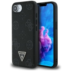 Husa iPhone 16e Guess Peony Grained Hot Stamp Triangle Logo MagSafe, negru, GUHMPSE4PGBTMK foto