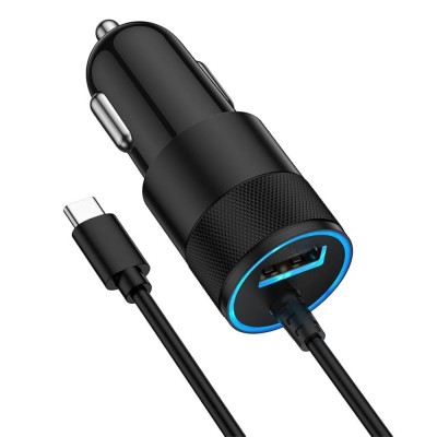 Incarcator auto RDB410 PD 18W, USB/USB C, cablu 2 x USB C, 1m foto