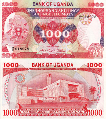 UGANDA 1.000 shillings 1986 UNC!!! foto