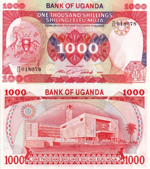 UGANDA 1.000 shillings 1986 UNC!!!