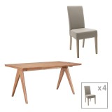 Cumpara ieftin Set de 5 buc masa si scaune Ditta-Winslow II lemn cauciuc culoare nuc deschis 180x85x75 cm