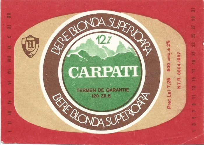 NI493 Etichetă bere blondă superioară Carpați