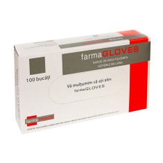 Cutie 100x Manusi Latex, Farma Gloves, Unica Folosinta, Texturate, Pudrate, Albe, Marimea L