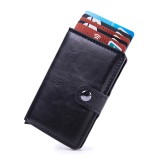 Portofel, Negru, din piele ecologica, Protectie RFID, potrivit pentru 6-7 carduri bancare, fabricat din piele ecologica, 9.7 cm x 6.7 cm, Oem