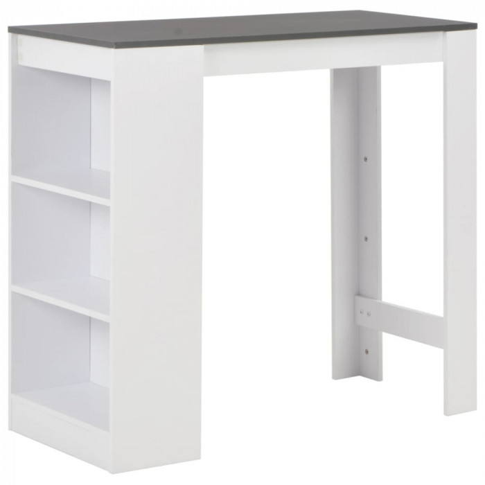 vidaXL Masă bar cu rafturi, alb, 110x50x103 cm 280216