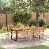 Set dining grădină vidaXL 9 piese Bej polipropilenă acacia, Scaune grădină stivuibile vidaXL cu perne - Set 2 Bej polipropilenă