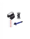 Set 8 in 1 pentru biciclete, geanta cu 3 compartimente, 1 suport flexibil pentru telefon, 5 lumini ambientale si perie