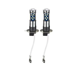 Set 2 becuri auto LED H3 cu lupa, 60W, 27 SMD, 12V, 6000K, BZRSH