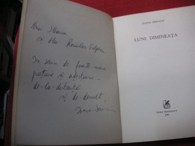 Ioana Ieronim - Luni dimineata (dedicatie, autograf) foto