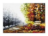 Cumpara ieftin Tablou pictat manual, Alee in parc, 70x50cm ulei pe panza in cutit efect 3D, spectaculos