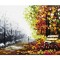 Tablou pictat manual, Alee in parc, 70x50cm ulei pe panza in cutit efect 3D, spectaculos