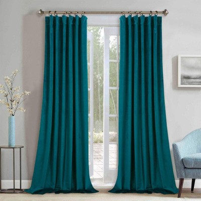Draperie din catifea cu rejansa, Premium, 150x250 cm, densitate 700 g/mp, Turcoaz foto