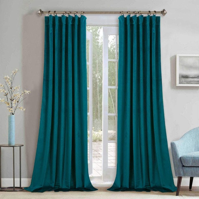 Draperie din catifea cu rejansa, Premium, 150x250 cm, densitate 700 g/mp, Turcoaz