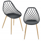 Scaune design FeliciaS set 2 buc plastic/metal negru [en.casa] HausGarden Leisure, [en.casa]