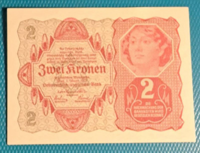AUSTRIA 2 KRONEN / 1922 - UNIFATA. UNC. foto