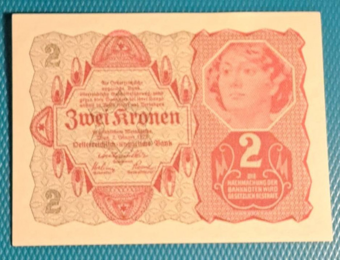 AUSTRIA 2 KRONEN / 1922 - UNIFATA. UNC.