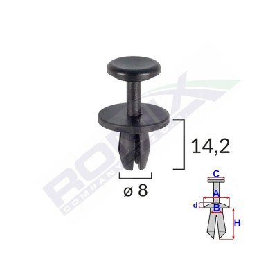 Clips Fixare Elemente Exterioare Pentru Citroen/Peugeot 8X14.2Mm - Negru Set 10 Buc 134580 A17156-RMX foto