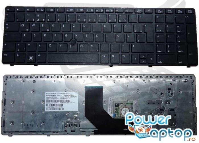 Tastatura HP Neagra 9Z.N6GUF.C1E rama, NSK HX201 rama, NSK HX20G rama, NSK HX2UF rama, NSK HX2UG rama, NSK