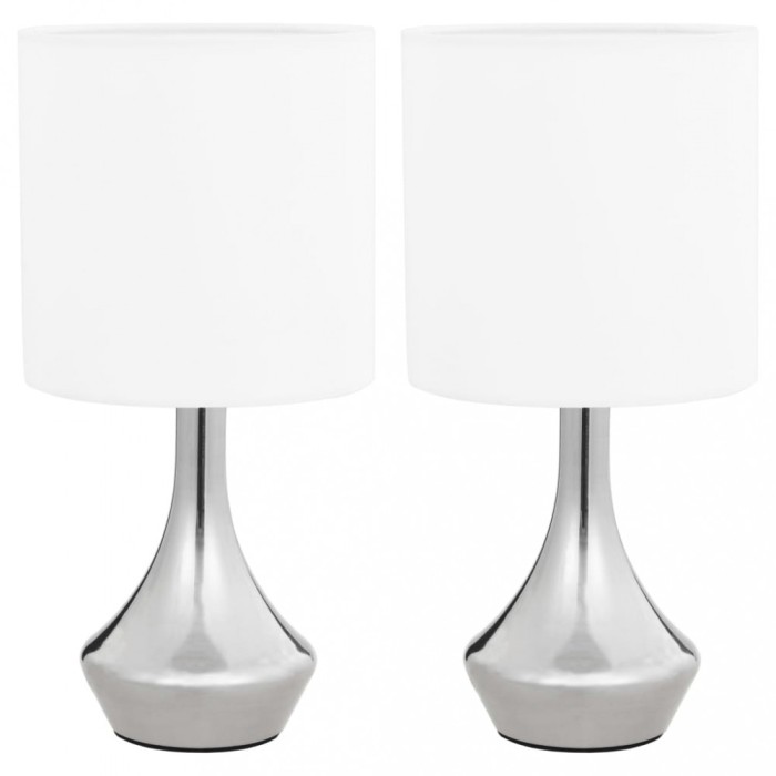 Veioze, 2 buc., senzor de atingere, alb, E14