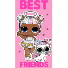 Prosop de fata LOL Surprise Best Friends SunCity, 30 x 50 cm, bumbac, Roz