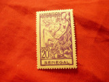 Timbru Senegal colonie Franceza 1937 Expozitia Internat. Paris ,val. 20C, Nestampilat