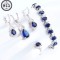 Set bijuterii elegante placate cu argint 925, cu cristale de zirconiu albastru-safir