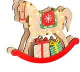 Dekor&aacute;cia MagicHome Vianoce, Dreven&yacute; kon&iacute;k, 12x LED, 2xAAA, tepl&aacute; biela, 25x4x21 cm