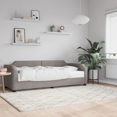 vidaXL Pat de zi cu saltea, gri taupe, 80x200 cm, textil 3197614 foto