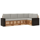 vidaXL Set canapea sectională cu pernă 5 pcs Natural și gri deschis 3384362