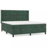 Cumpara ieftin Pat box spring cu saltea, verde inchis, 180x200 cm, catifea