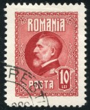 1926 , Lp 74 a , A 60-a aniversare Ferdinand I , EROARE DE CULOARE , valoarea de 10 LEI - stampilat