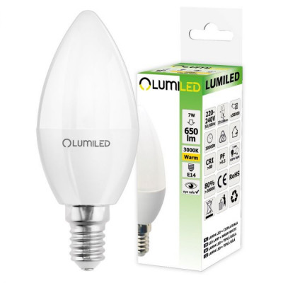 Bec LED E14 7W(65W) 650lm lumina calda &amp;ndash; Lumiled foto