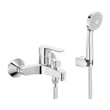 Cumpara ieftin Baterie Cada Roca Tossa Monocomanda Crom Set Dus - Montaj Perete, Pipa Fixa, Cartus Ceramic 35mm, Alama